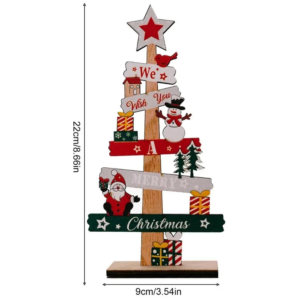 Houten Kerstboom Decoratie – Premium Desktop Ornament met Kerstman