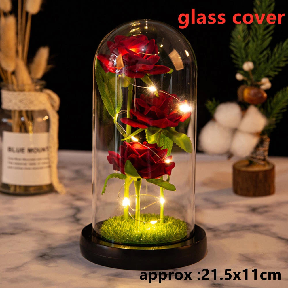 LED Galaxy Rozen - Verlichte Kunstrozen in Glazen Stolp