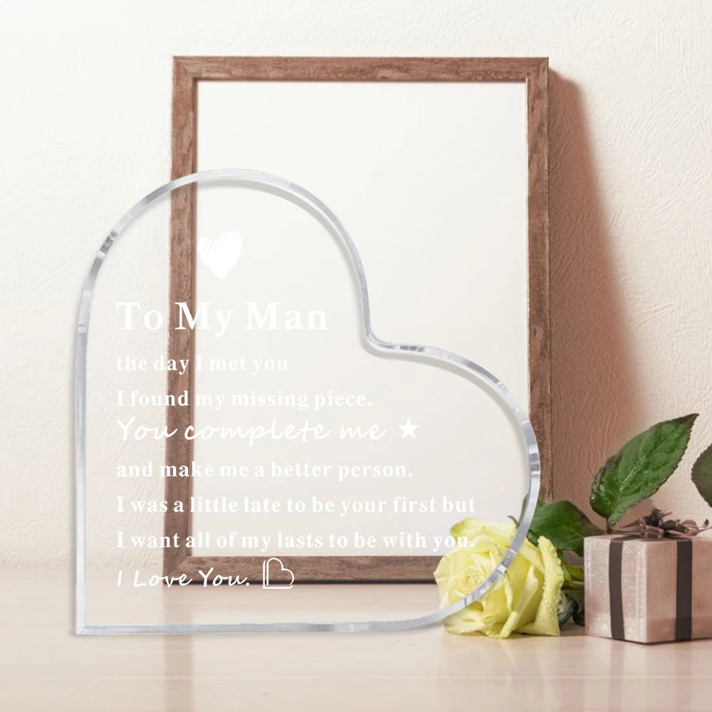 To My Man - Premium Acryl Cadeau voor Hem