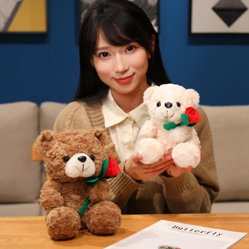 Premium Pluche Beer met Roos - Luxe Valentijnscadeau