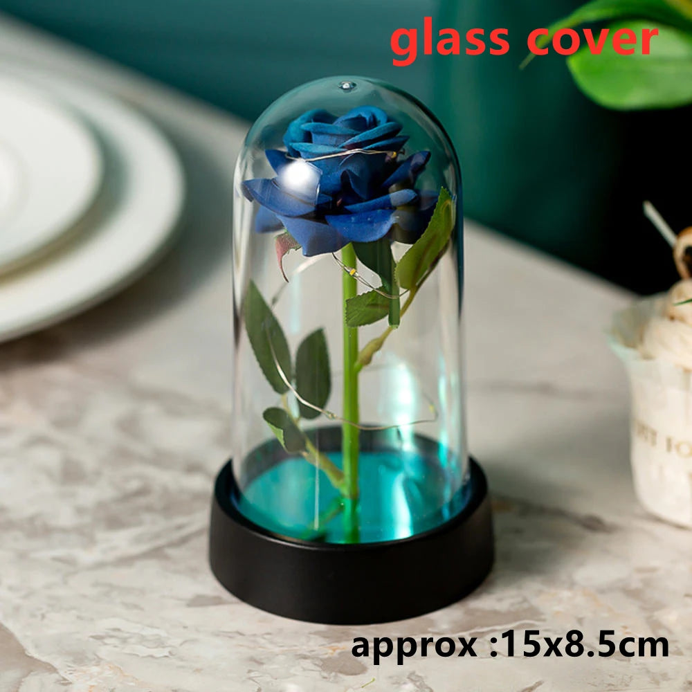 LED Galaxy Rozen - Verlichte Kunstrozen in Glazen Stolp