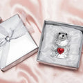 Crystal Bear met Kunstrozen - Exclusief Glazen Valentijnscadeau