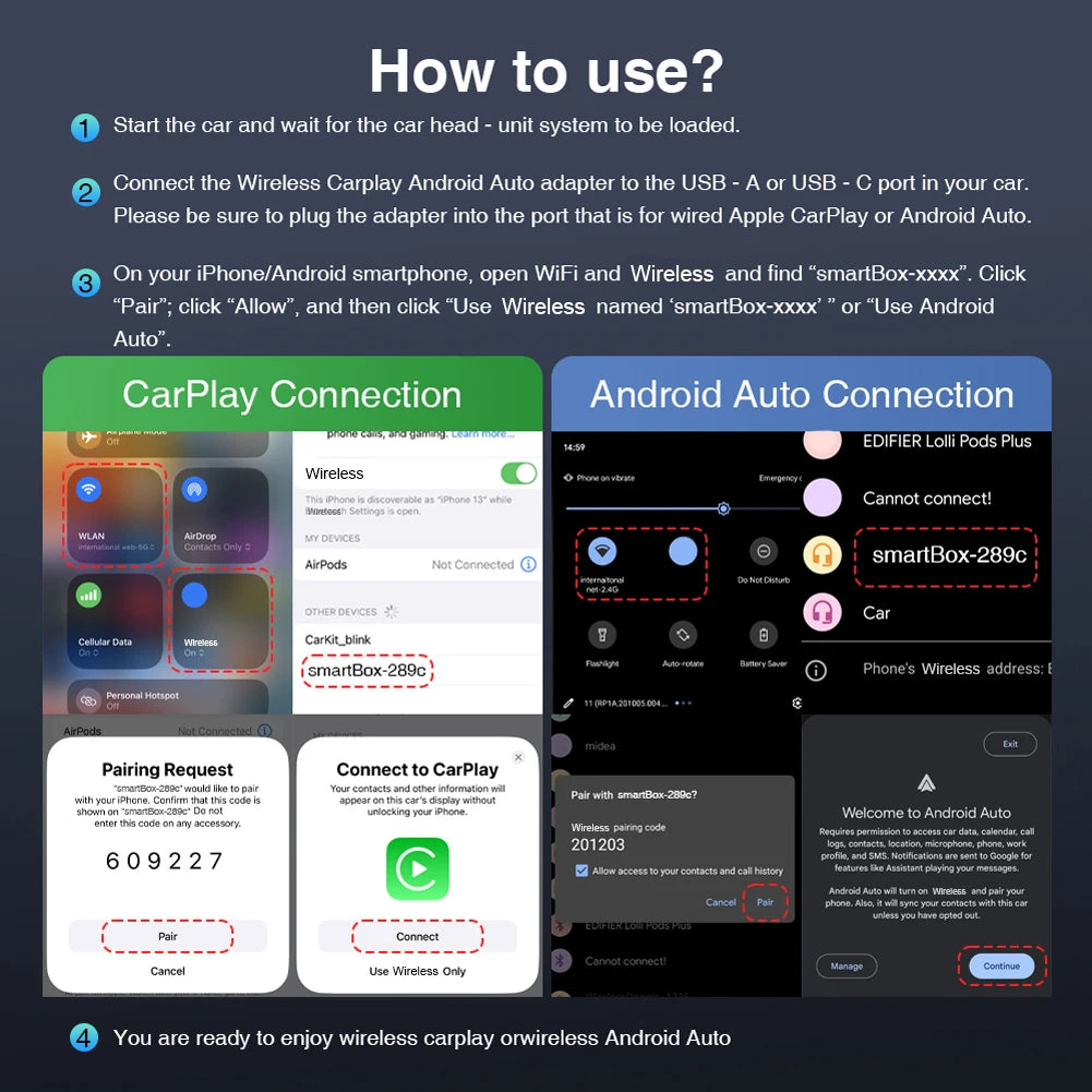 2-in-1 Wireless CarPlay Adapter – Draadloze Android Auto & iPhone Connectiviteit