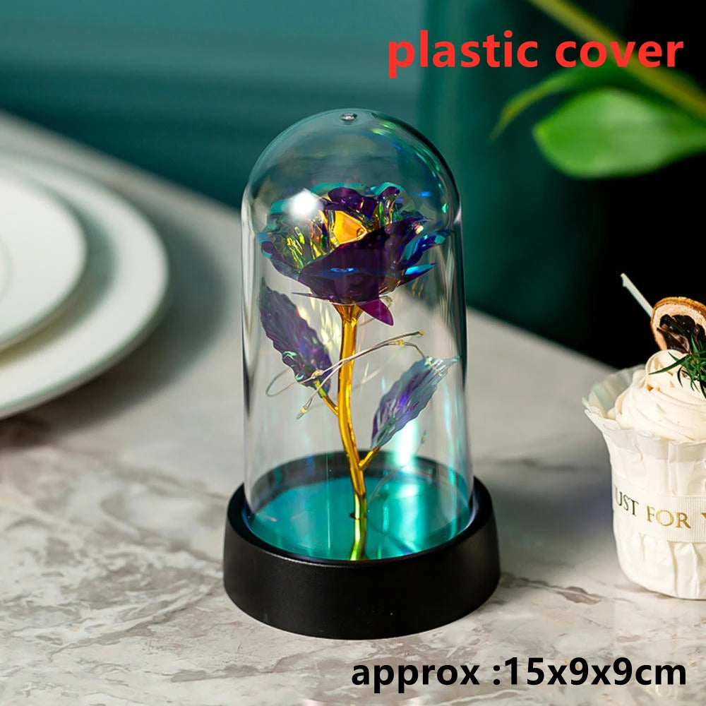 LED Galaxy Rozen - Verlichte Kunstrozen in Glazen Stolp