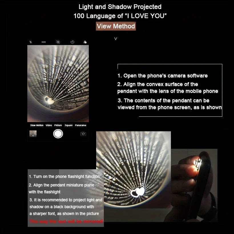 100 Languages Projection Necklace - Luxe 'I Love You' Ketting met Rozendoos