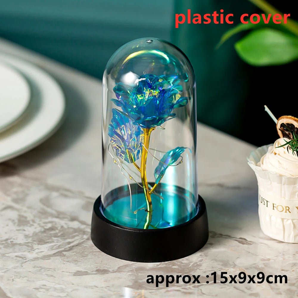 LED Galaxy Rozen - Verlichte Kunstrozen in Glazen Stolp