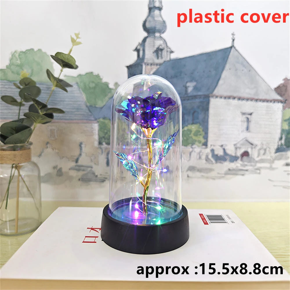 LED Galaxy Rozen - Verlichte Kunstrozen in Glazen Stolp