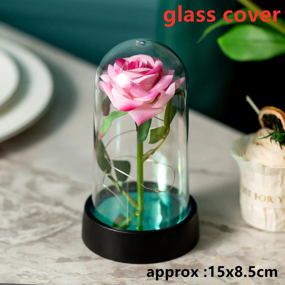 LED Galaxy Rozen - Verlichte Kunstrozen in Glazen Stolp