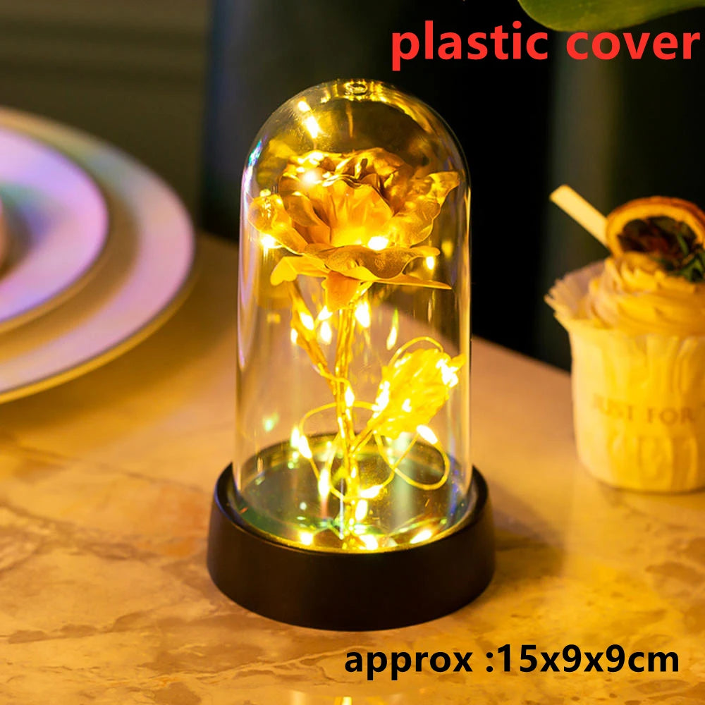 LED Galaxy Rozen - Verlichte Kunstrozen in Glazen Stolp