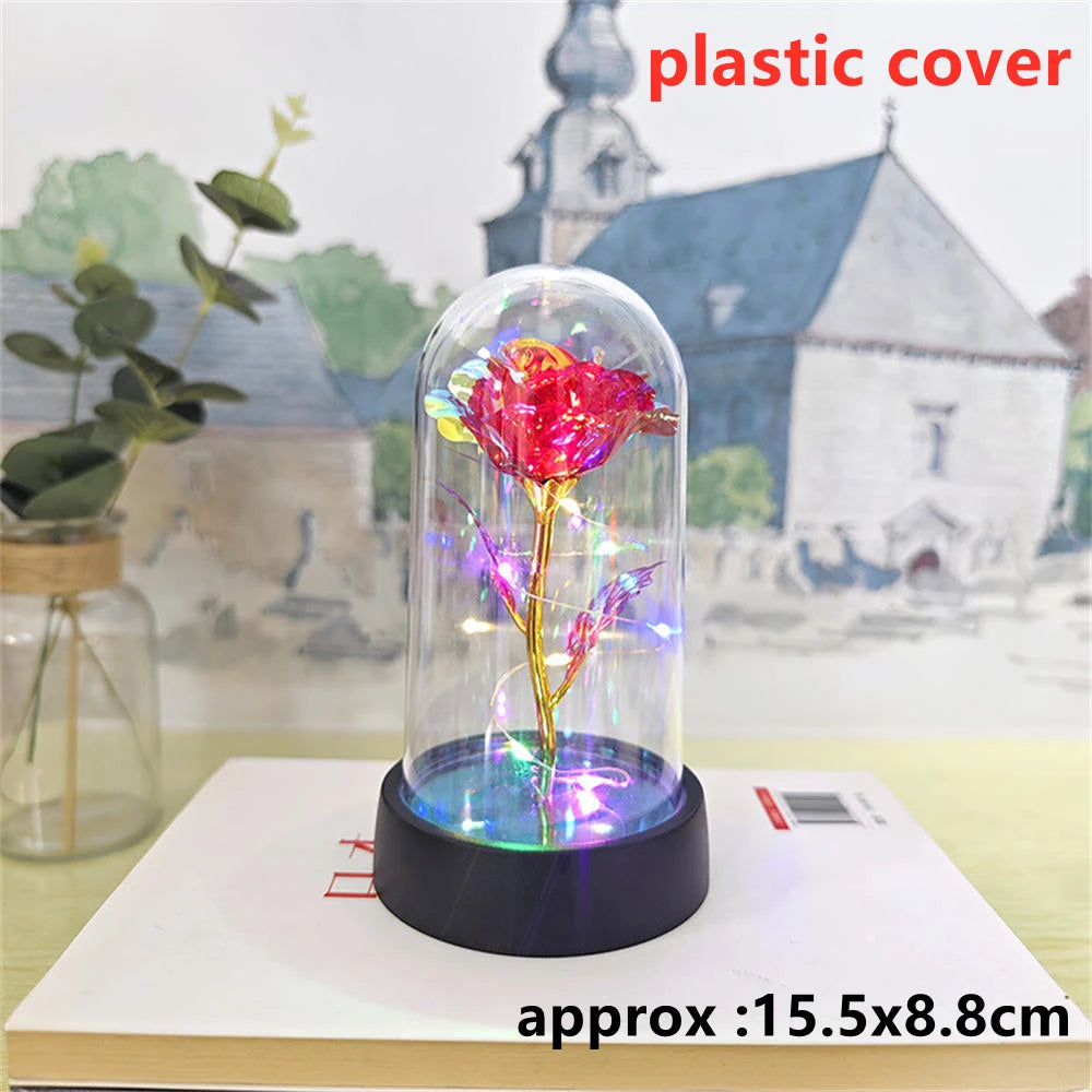 LED Galaxy Rozen - Verlichte Kunstrozen in Glazen Stolp