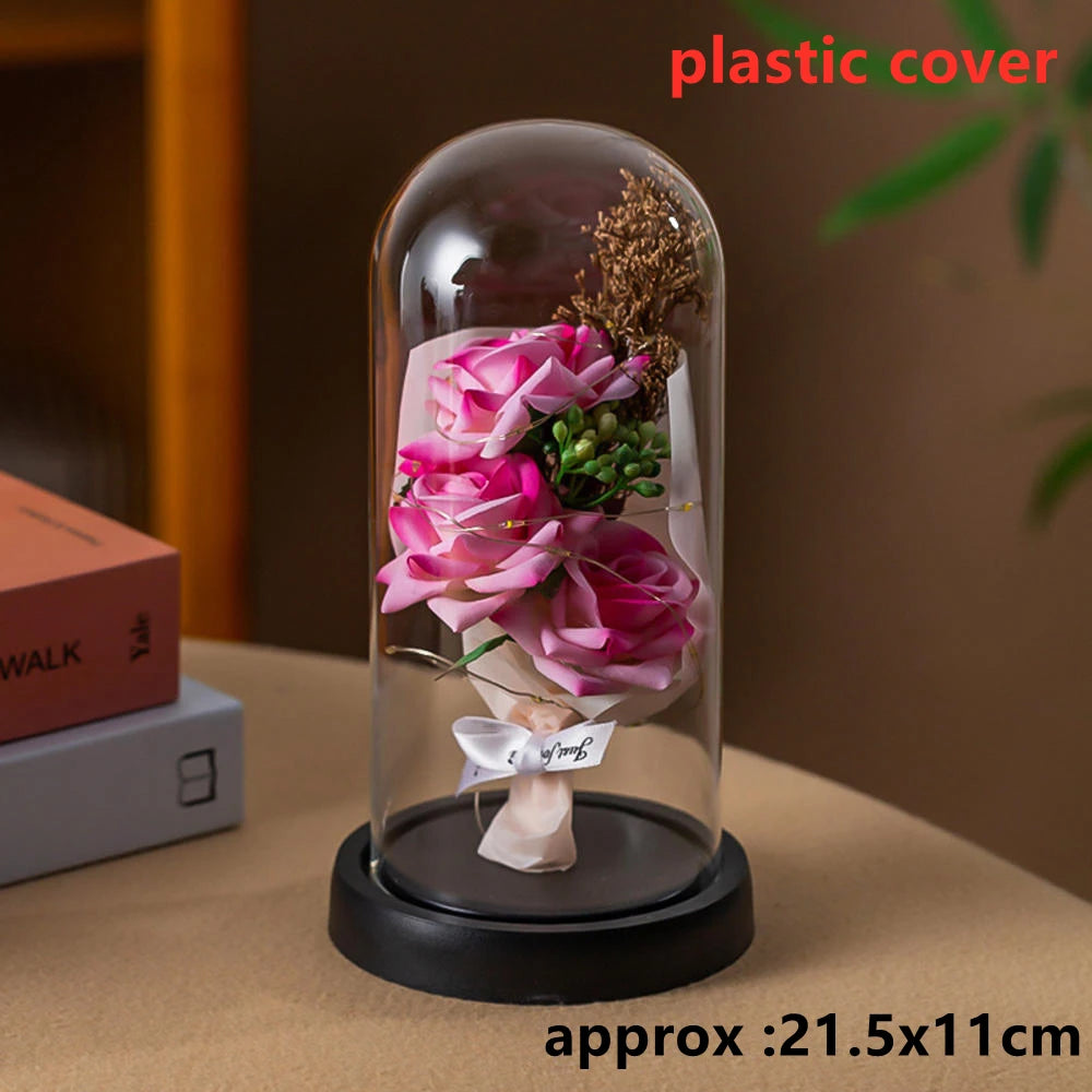 LED Galaxy Rozen - Verlichte Kunstrozen in Glazen Stolp