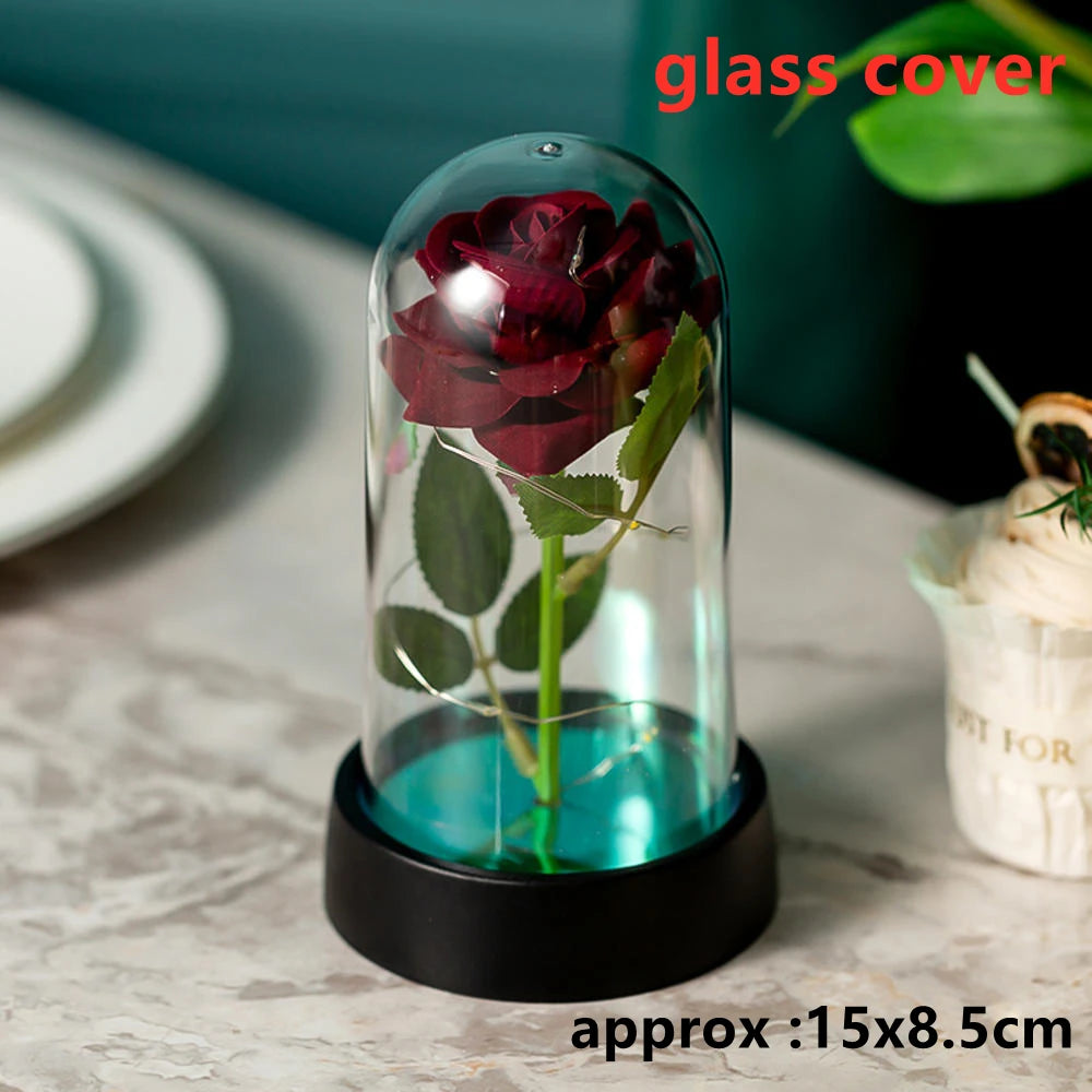 LED Galaxy Rozen - Verlichte Kunstrozen in Glazen Stolp