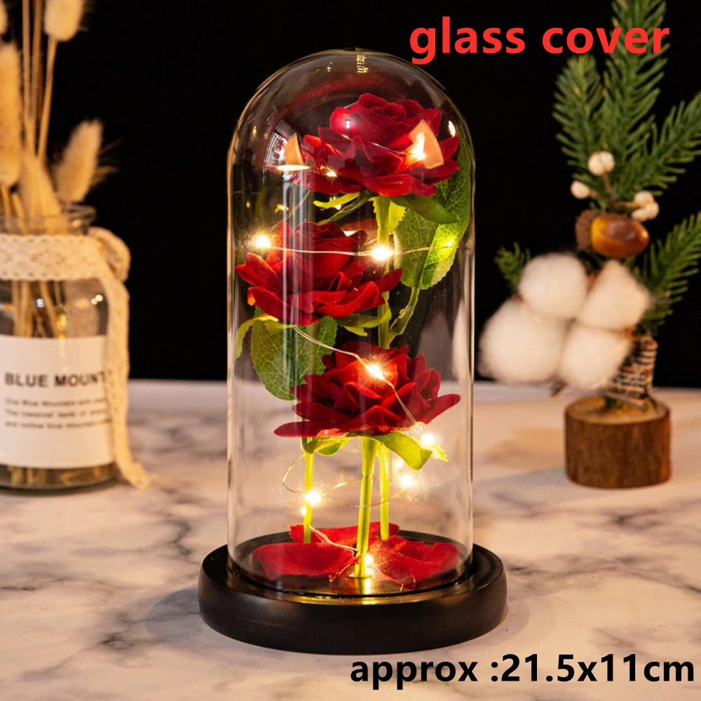 LED Galaxy Rozen - Verlichte Kunstrozen in Glazen Stolp