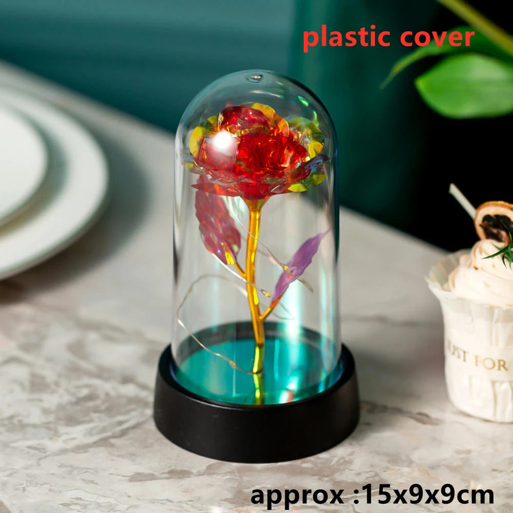 LED Galaxy Rozen - Verlichte Kunstrozen in Glazen Stolp