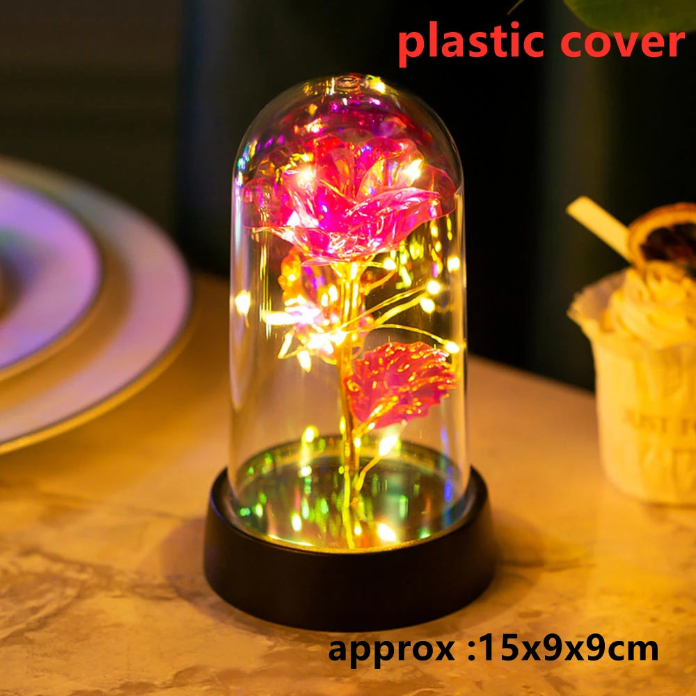 LED Galaxy Rozen - Verlichte Kunstrozen in Glazen Stolp